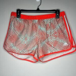 Adidas Women's Medium Climalite Running Shorts Drawstring Orange Blue Athletic‎